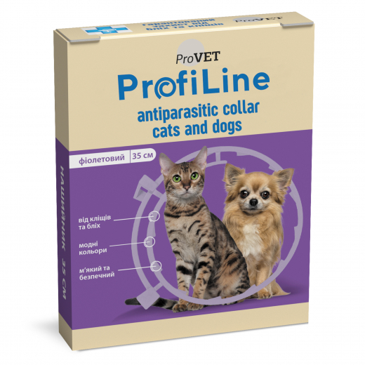 ProfiLine antiparasite collar for cats and small dog breeds, 35 cm (violet)