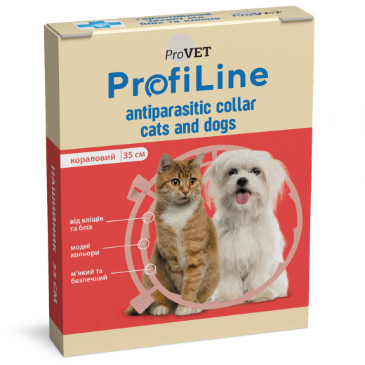 ProfiLine antiparasite collar for cats and small dog breeds, 35 cm (coral)