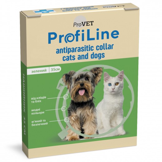 ProfiLine antiparasite collar for cats and small dog breeds, 35 cm (green)