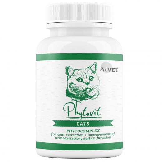 Phytovit phytocomplex for coat extraction + improvement of urinary system function for cats, 100 tabs