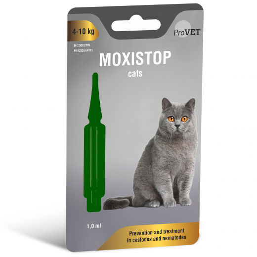 Moxistop spot-on for cats weighing from 4 to 10 kg 1 pipette of 1,0 ml