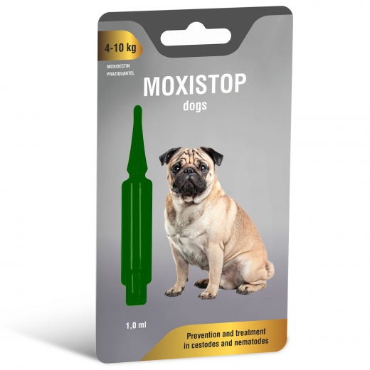 Moxistop spot-on for dogs weighing from 4 to 10 kg 1 pipette of 1.0 ml