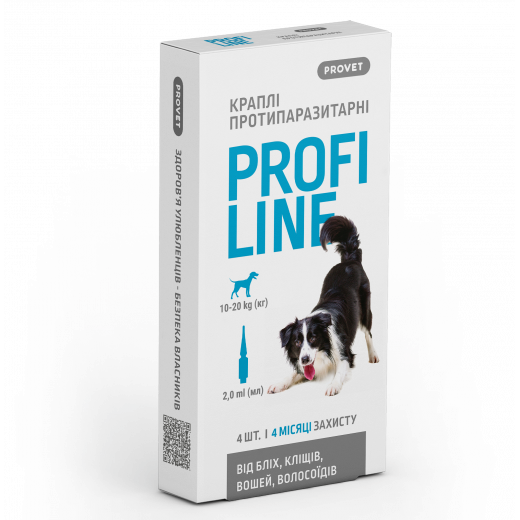 ProfiLine flea and tick spot-on treatment for dogs 10 to 20 kg, 4 pipettes of 2,0 ml