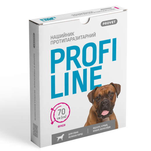 PROFILINE нашийник протипаразитарний для великих порід собак 70 см (фуксія)