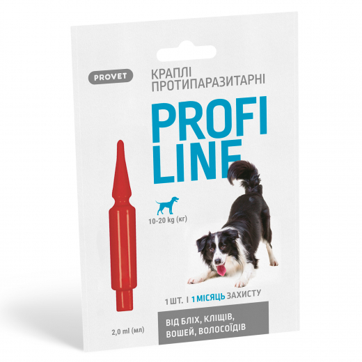 ProfiLine flea and tick spot-on treatment for dogs 10 to 20 kg, 1 pipette of 2,0 ml